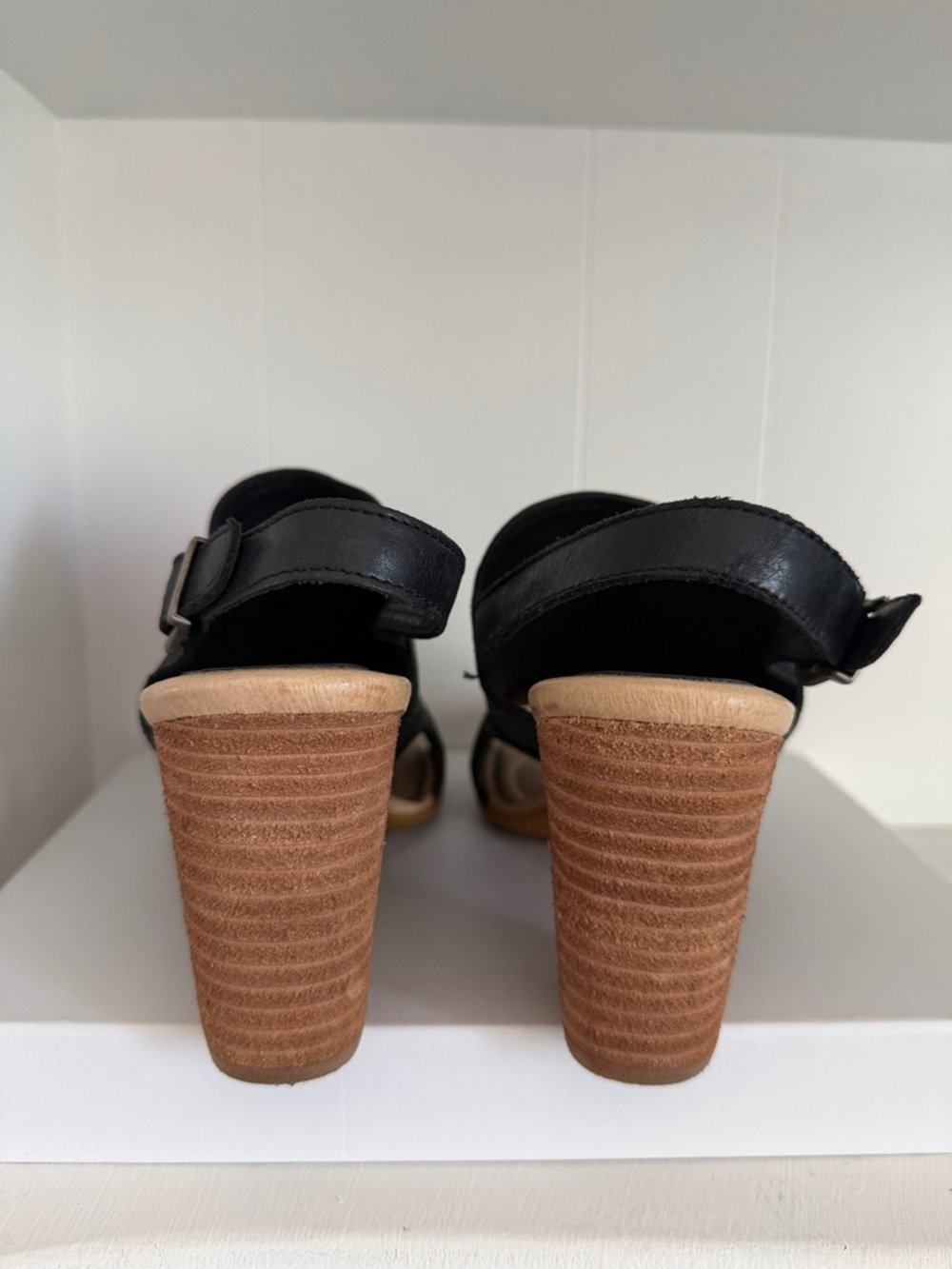 Born Black Perforated Slingback Block Heels - Picture 3 of 6